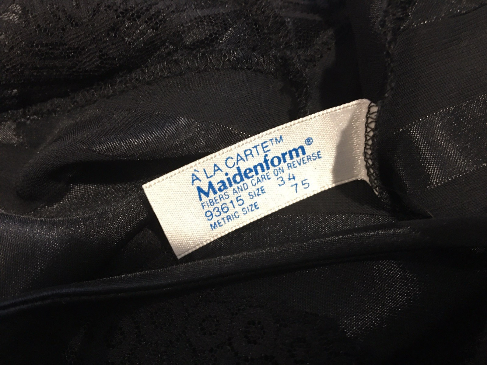 Maidenform Vintage Black Lace Satin Teddy Lingerie S USA