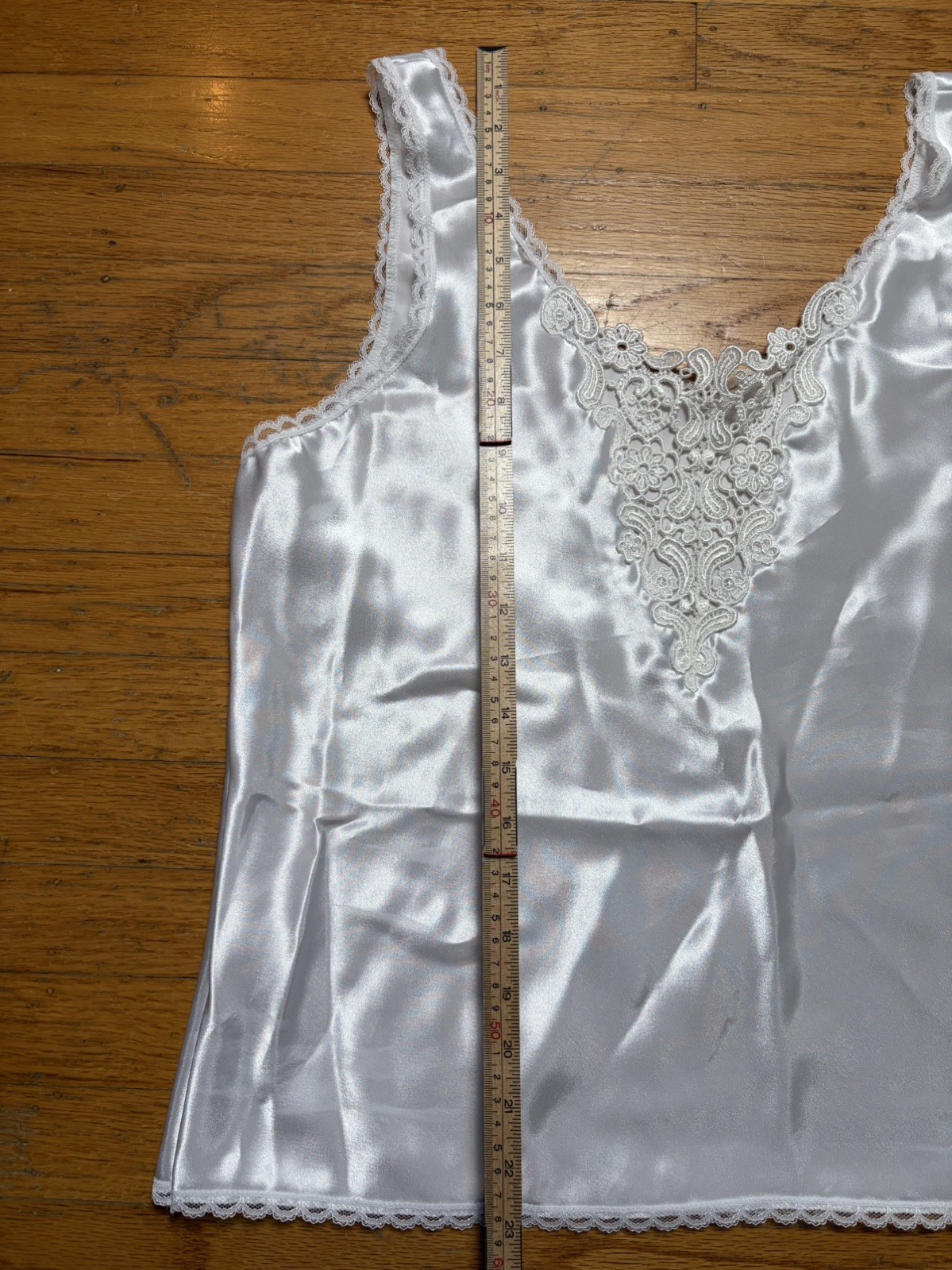 Vintage 90s Y2K Lace Trim Satin Tank Top L Lingerie Cami Fairy Coquette Whimsy