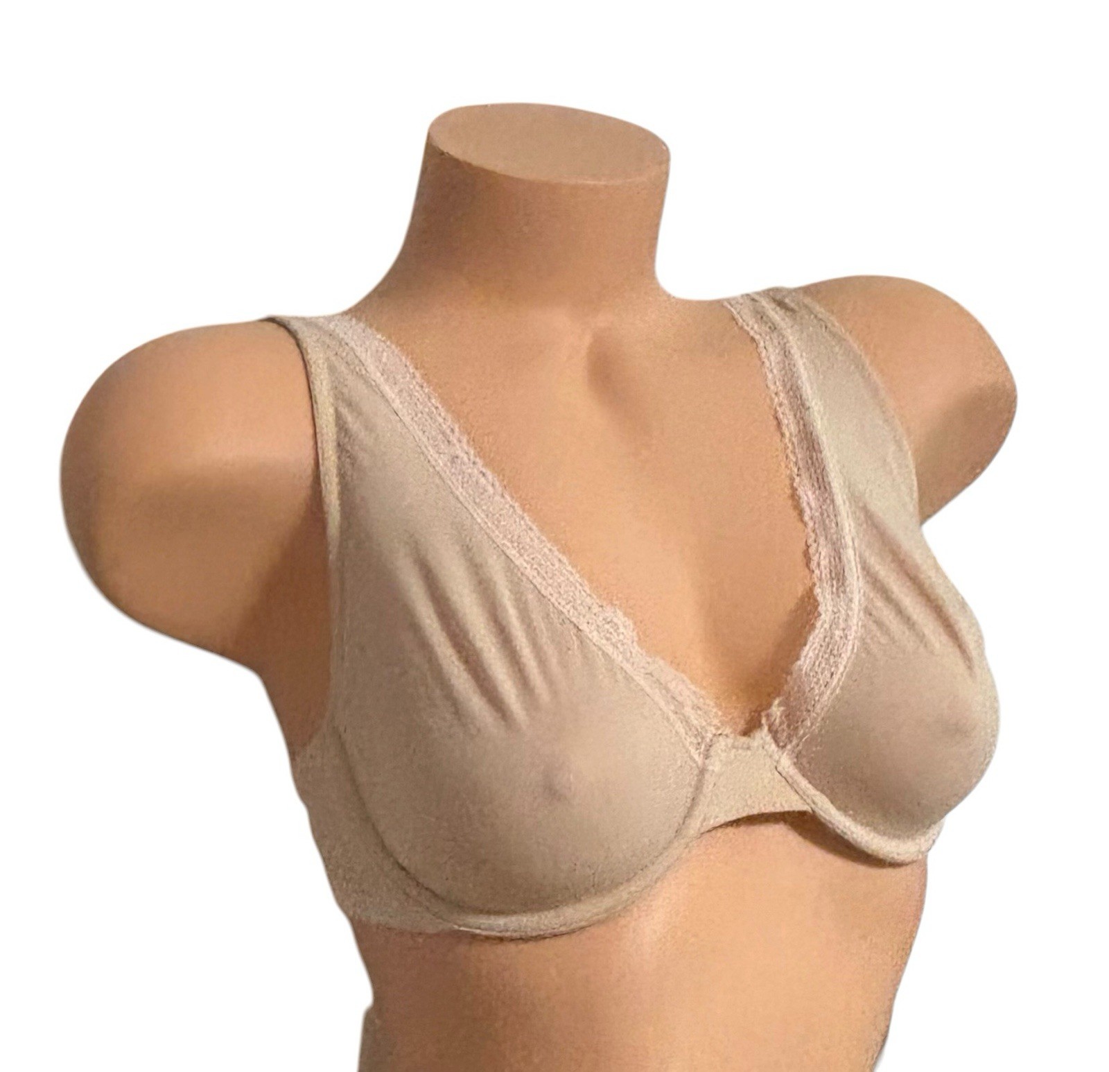 VICTORIA’S SECRET Unlined Demi Beige Lace Trim Bra Womens 32DD NWOT