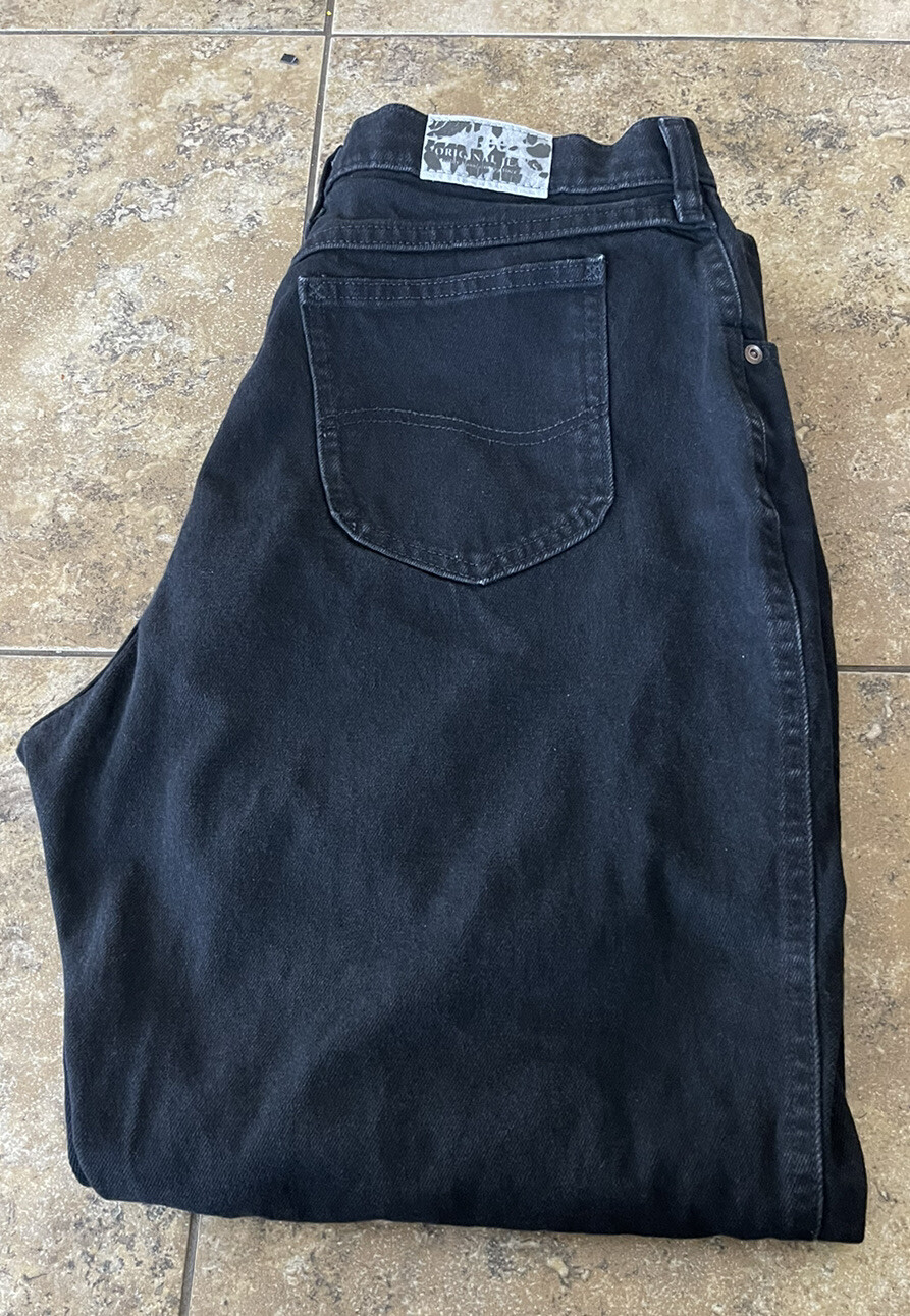 Lee Womens Jeans Black 16M Elastic Side High Rise Stretch 34X31.5