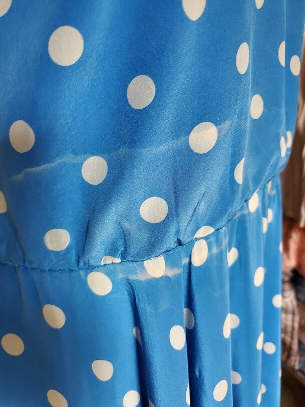VINTAGE St. Gillian Silk Blue White Polka Dot dress Size 6