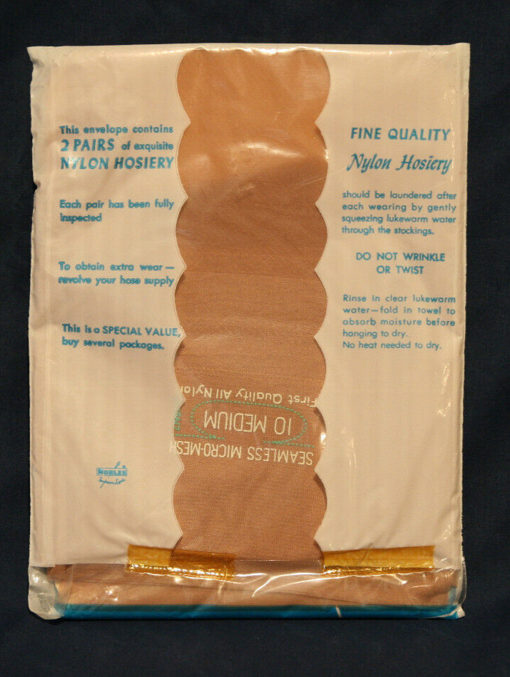 Vintage 2 Pairs per Pack Robles Seamless Pantyhose/Stockings -Size 10M-Beige