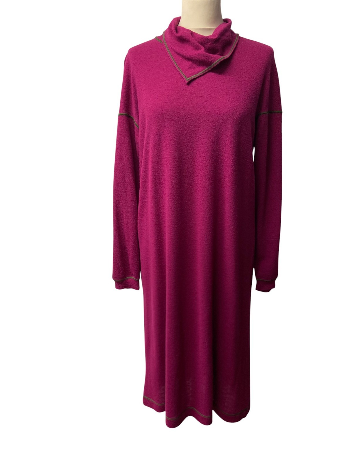 Womens ’90s Vintage knit dress by Missoni | Fuchsia soft wool day dress | M