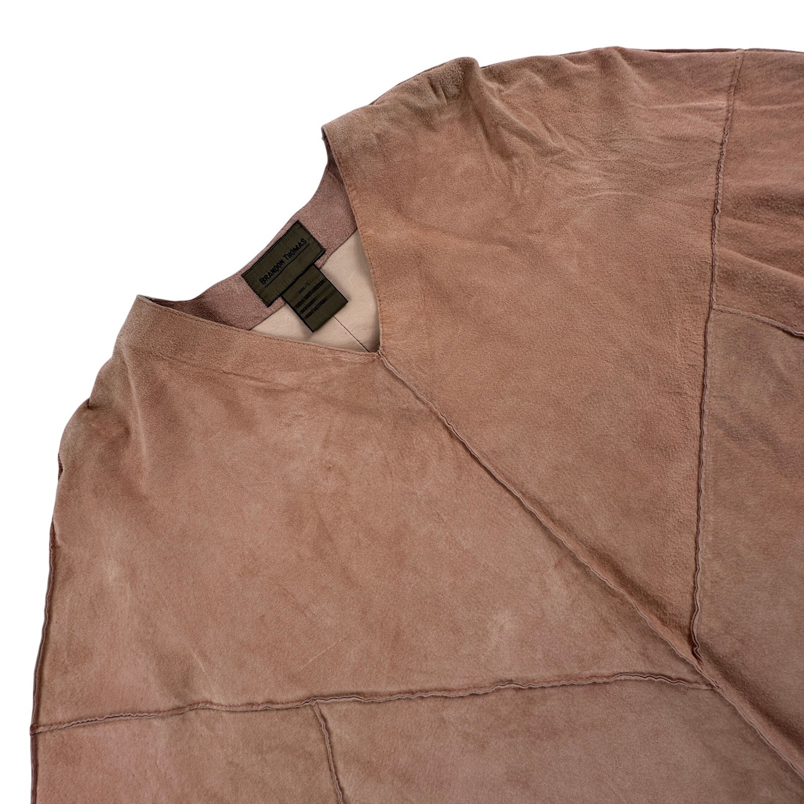 Brandon Thomas Women’s L Poncho Pink Suede Leather V-Neck Western Vintage