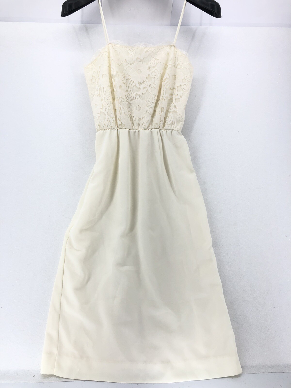 Vtg Alicia Dress Womens Juniors Size 7 / 8 Floral Lace Bust White Gown