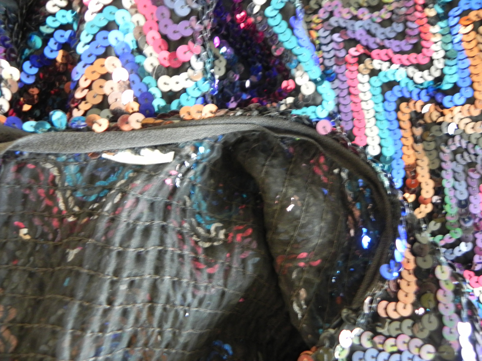 Vtg Sequin Top RARE Bat-Wing Over-Size w Fitted Hem Elastic Waist/Cuffs Size M
