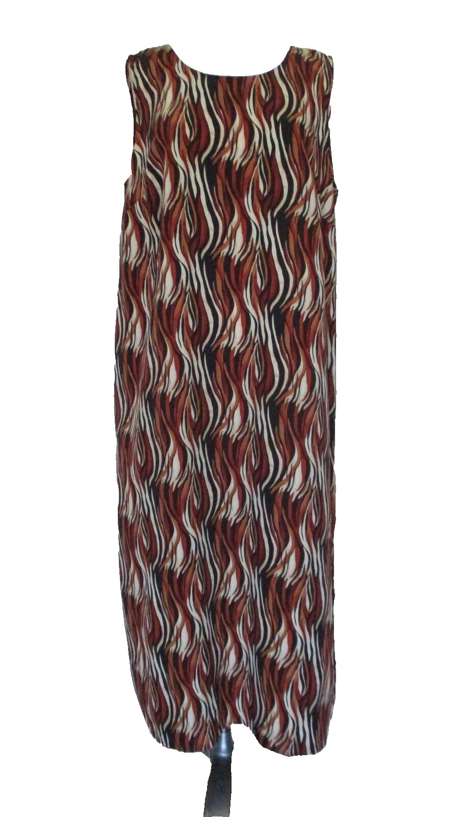 Vintage Maxi Dress 20W Women Brown Black Beige Rayon Willy’s New York Sleeveless