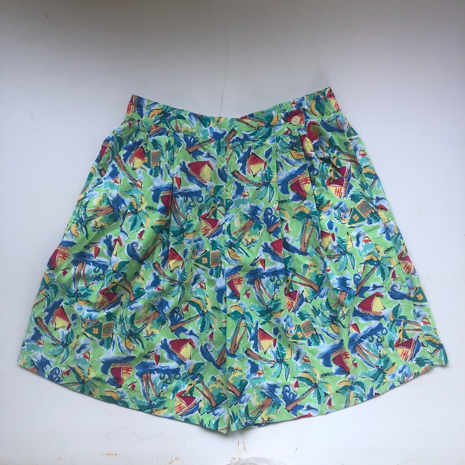 Vintage Jantzen Classics Shorts size 10 Green Blue Beach Boating 50/ Poly Rayon