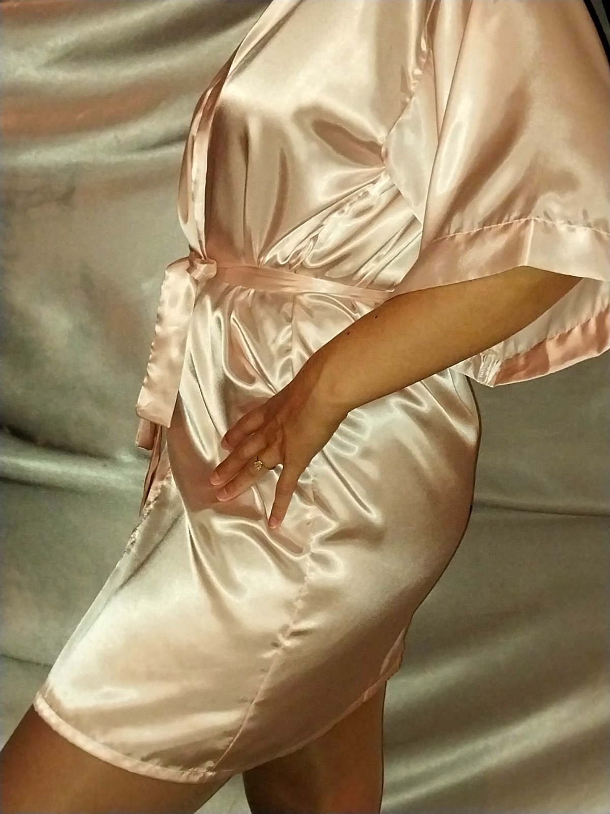 VTG SATIN LIQUID SHINY BABYDOLL ROBE COQUETTE GLAM PIN UP SISSY SMLXL 44