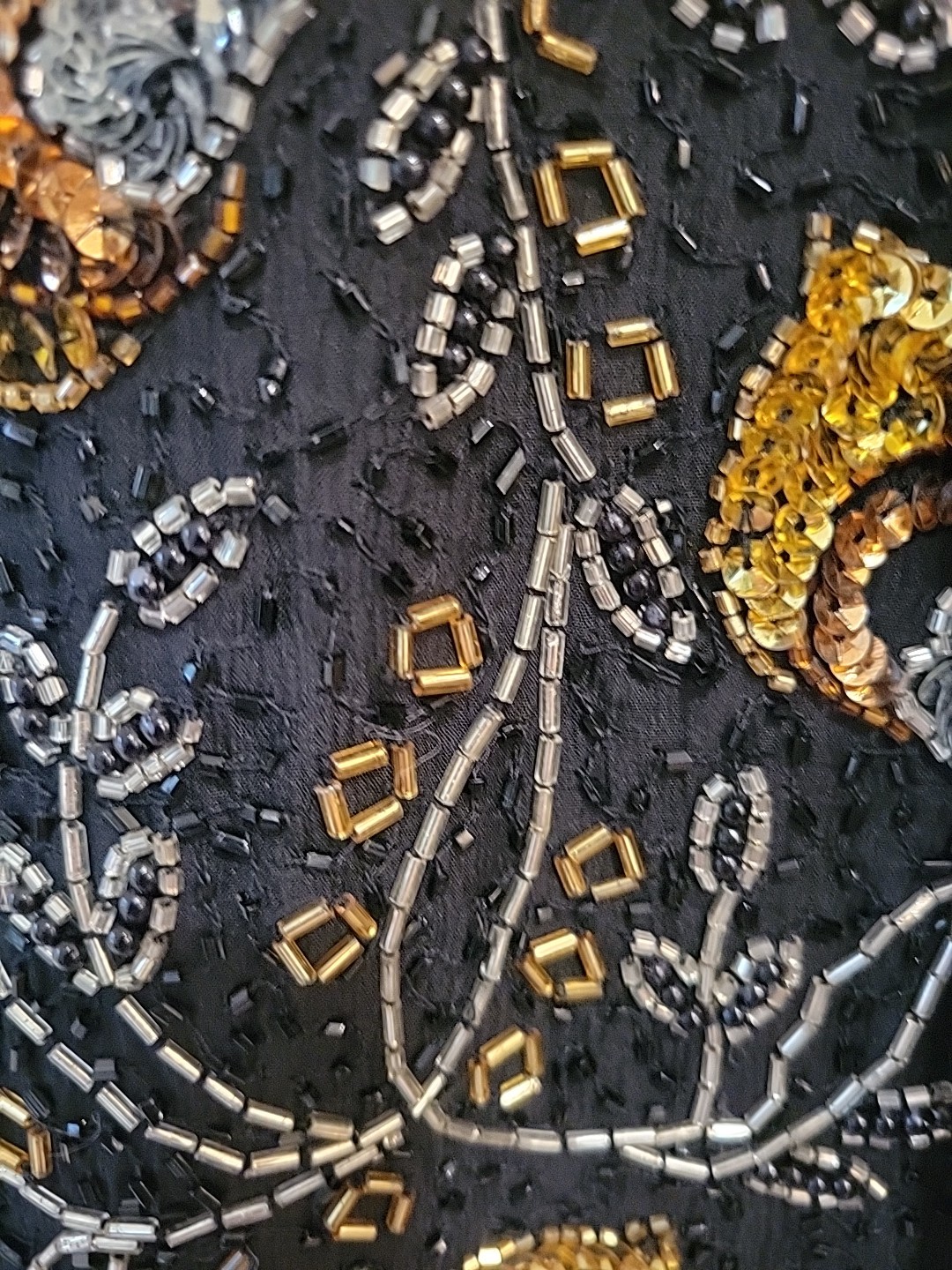 NWT NIGHT VOGUE Vintage gold Sequin & Beaded Jacket Glam Disco 80s 90s M Silk