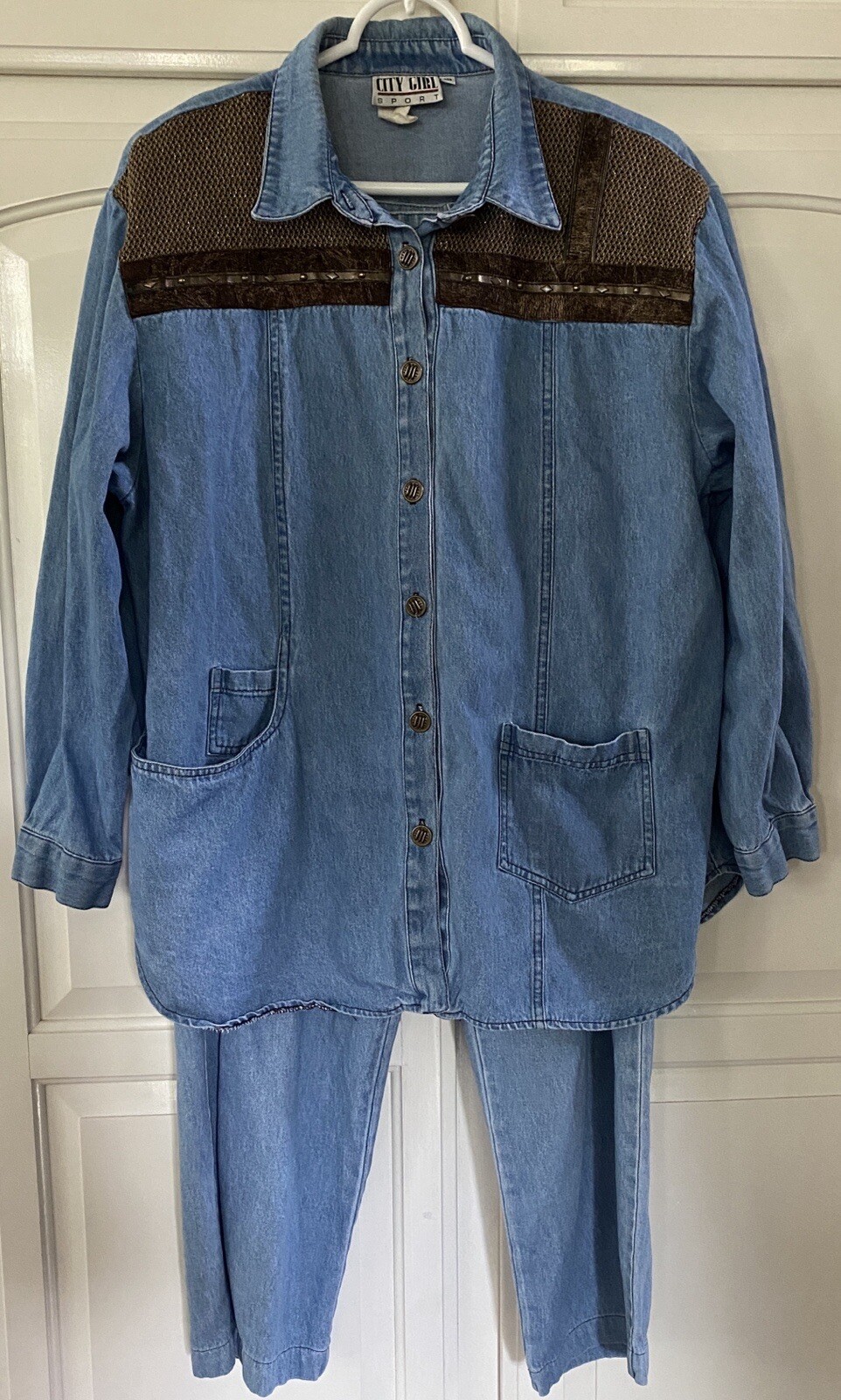 Vintage CITY GIRL SPORT 80’s Fashion Denim Jacket & Pants Size 18 Made in USA