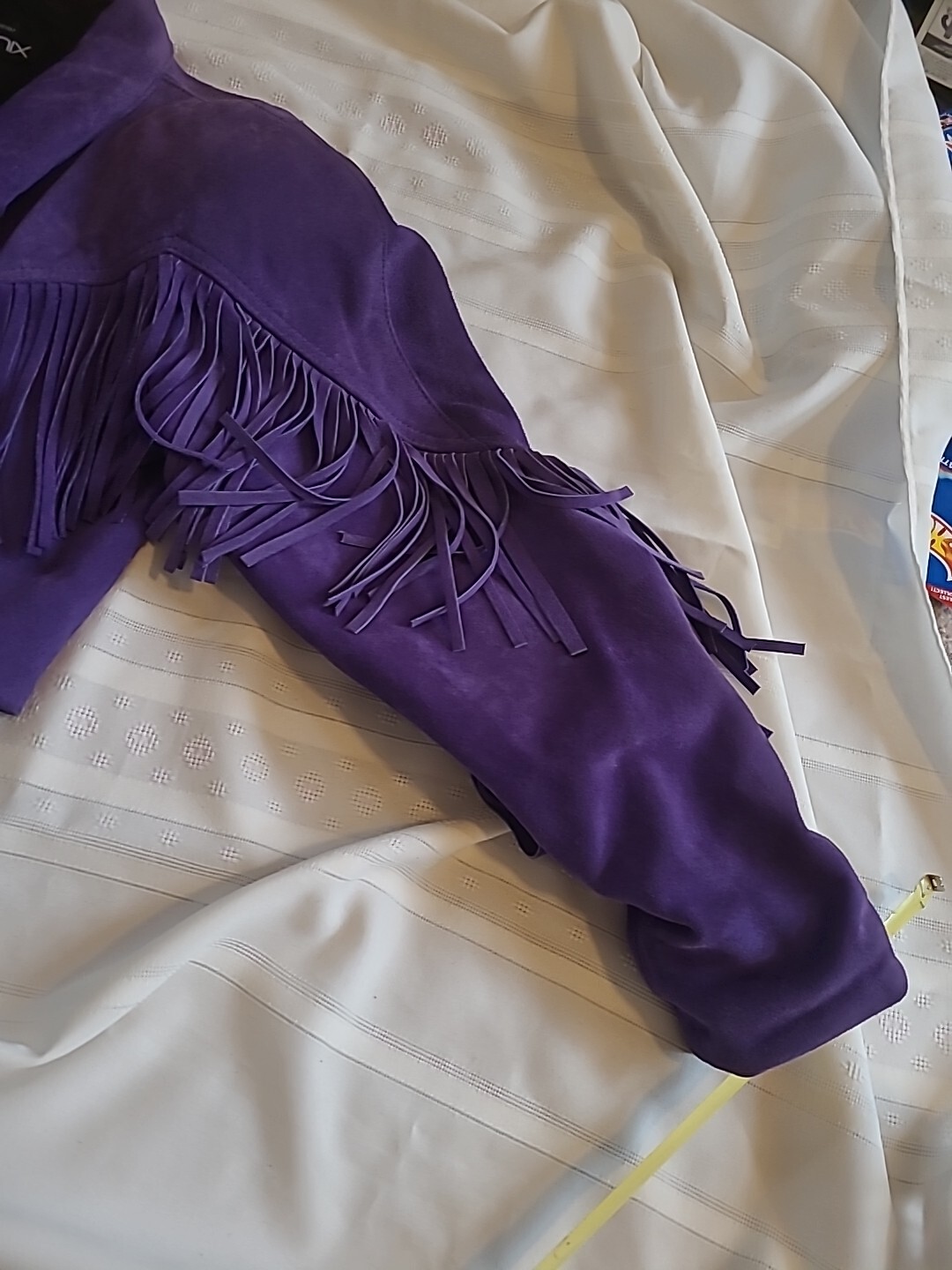 Outerwear by Phoenix vintage purple suede Fringed jacket cropped moto Biker 80s