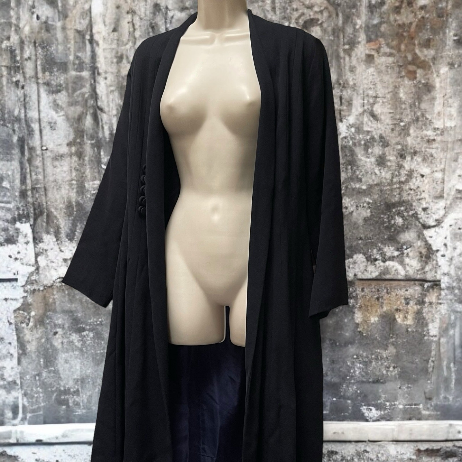 Vintage 1930s-1940s Dark Blue Wool Princess Double Breasted Coat Original WWII