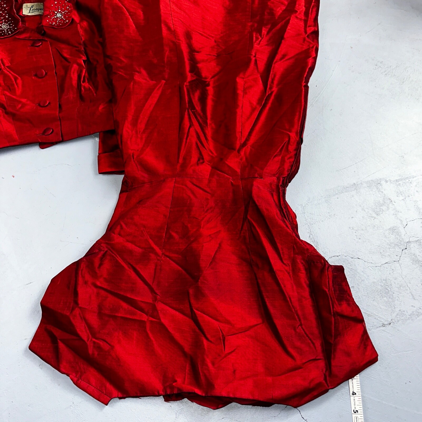 Real Vintage 1940s Lorayne Original Long Red Top Button Down Dress Women’s 40s