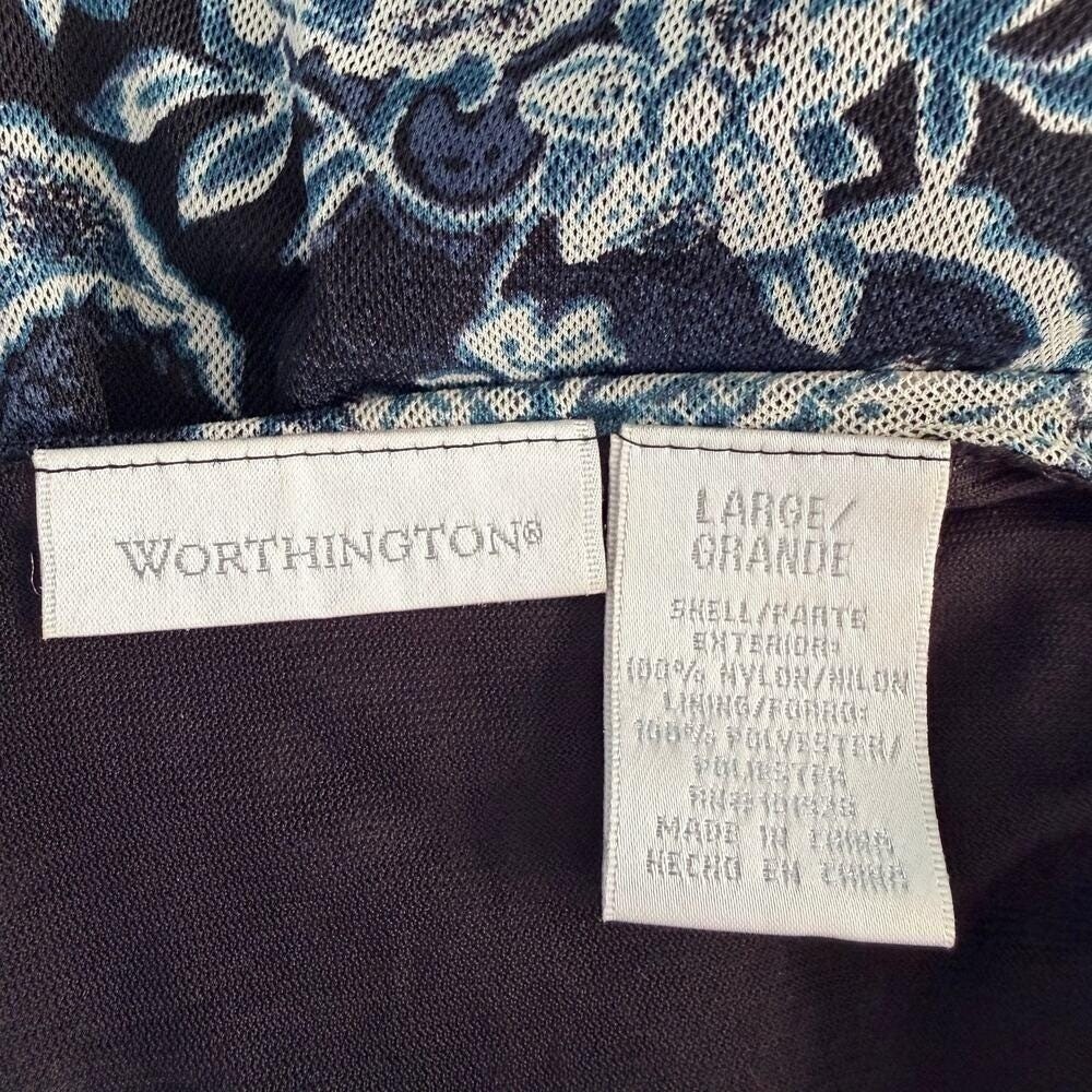 Vintage Worthington Top Womens Large Mesh Babydoll Paisley Y2K Faux Wrap