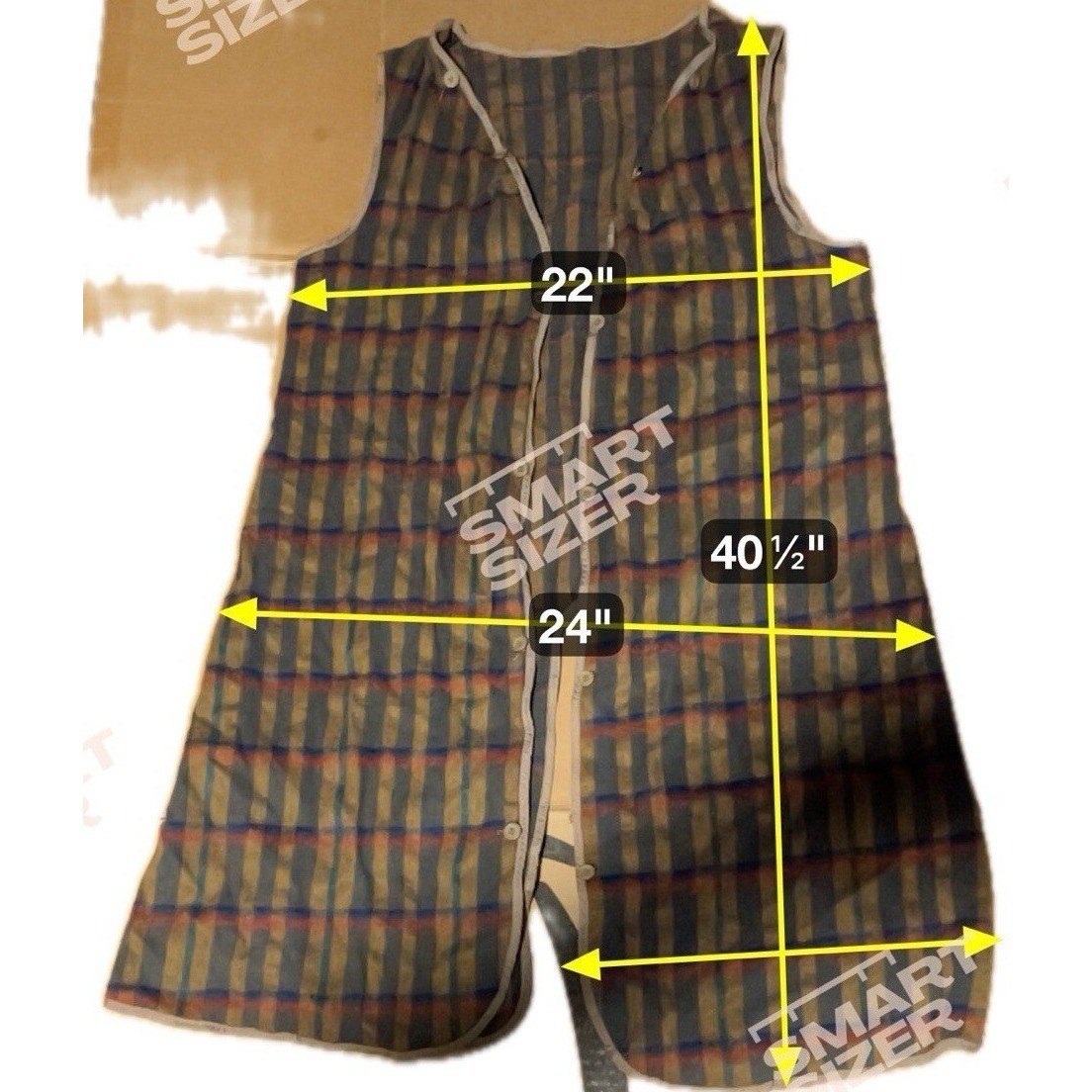 Jackset Vintage Plaid Longline Button-In Coat Lining, Vest Brown Wool Blend 14