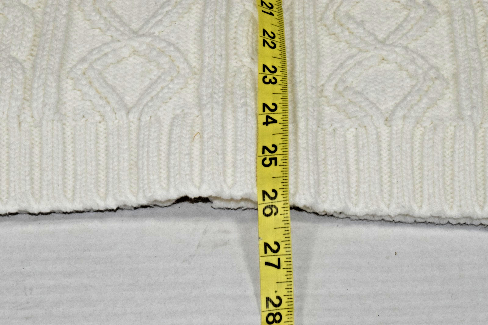 Vintage Cardigan Sweater Changing Scene Size S 80s White Cable Knit Wood Buttons