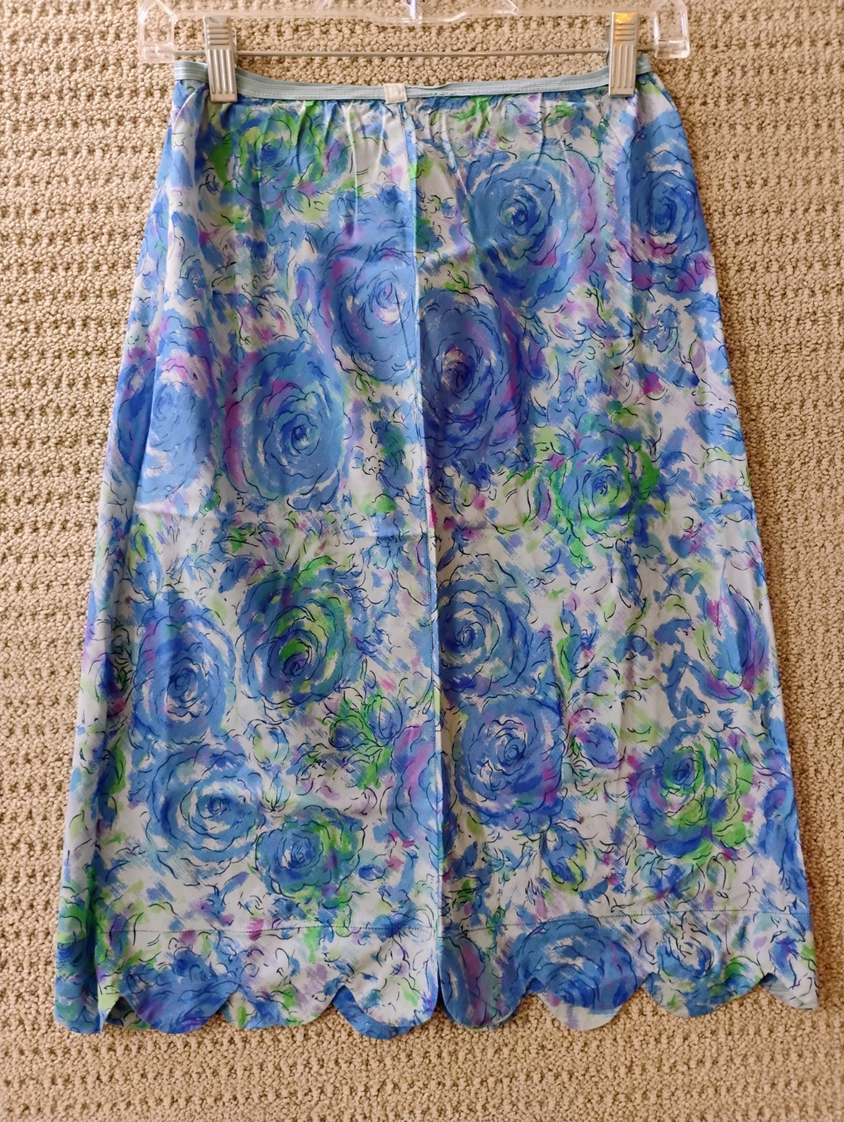 Vintage Saramee Lingerie Medium 100% Silk Floral Skirt Slip Union Label