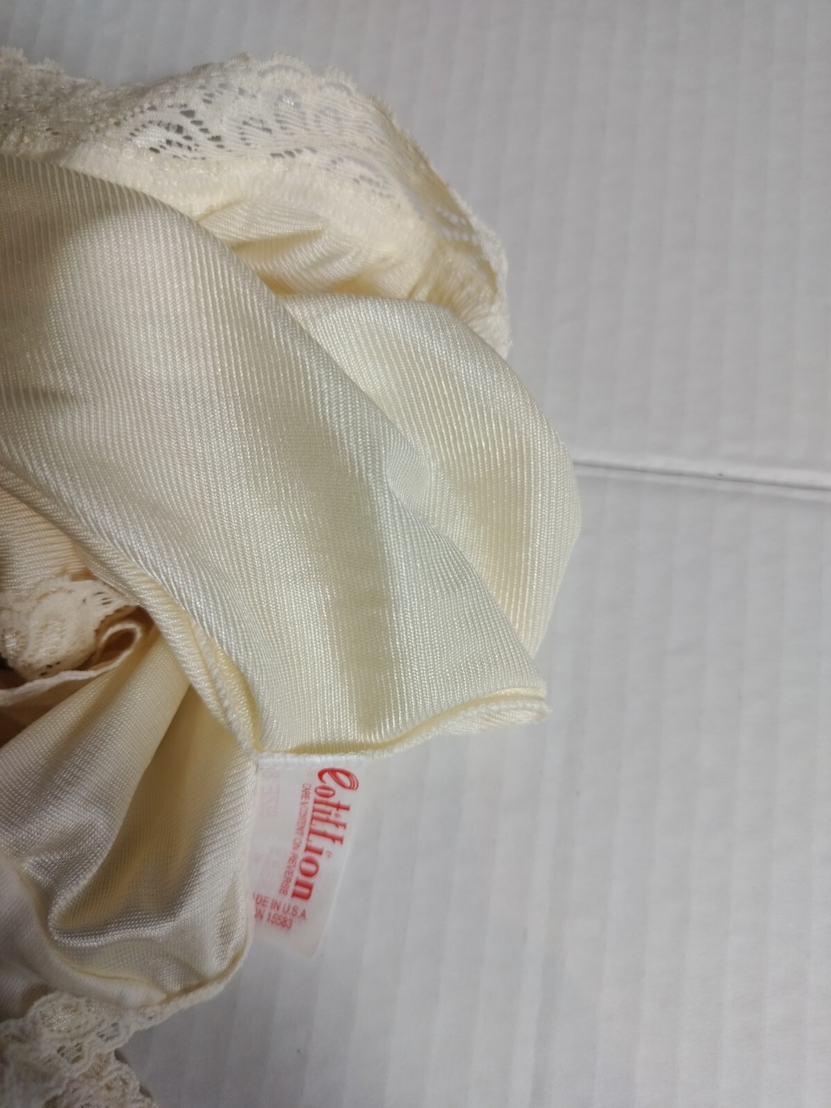 Cotillion nylon lace Candle Brief Yellow panties granny Sz 8 Hip 43″ 44″ Vintage