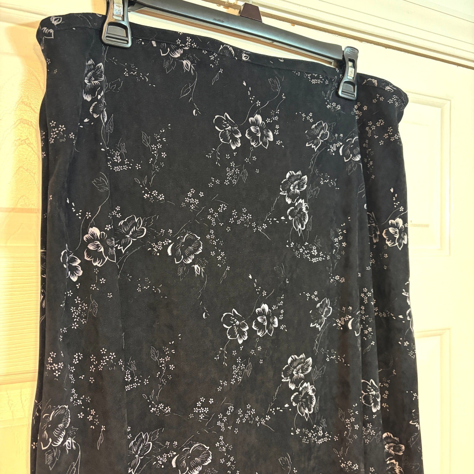 Apparenza Vintage 90s Y2K Black White Floral Long Maxi Skirt XL Grunge Romantic