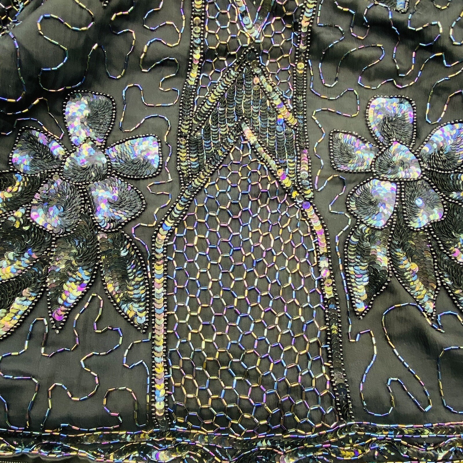 GOLD STAR BLACK BEADED SKIRT AND BLOUSE OUTFIT VINTAGE SIZE XL/XXL