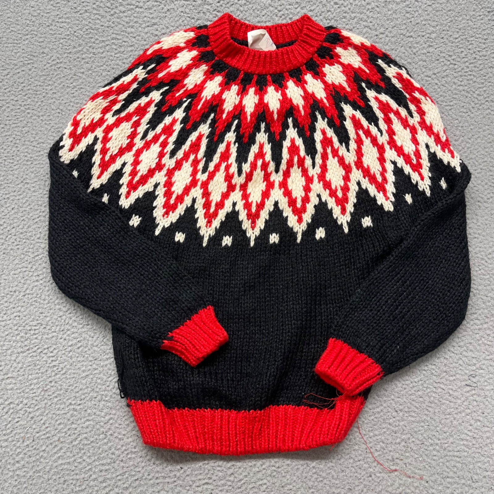 Vtg 80’s Copper Key Fair Isle Sweater Womens M Black Apres Ski Crew Neck