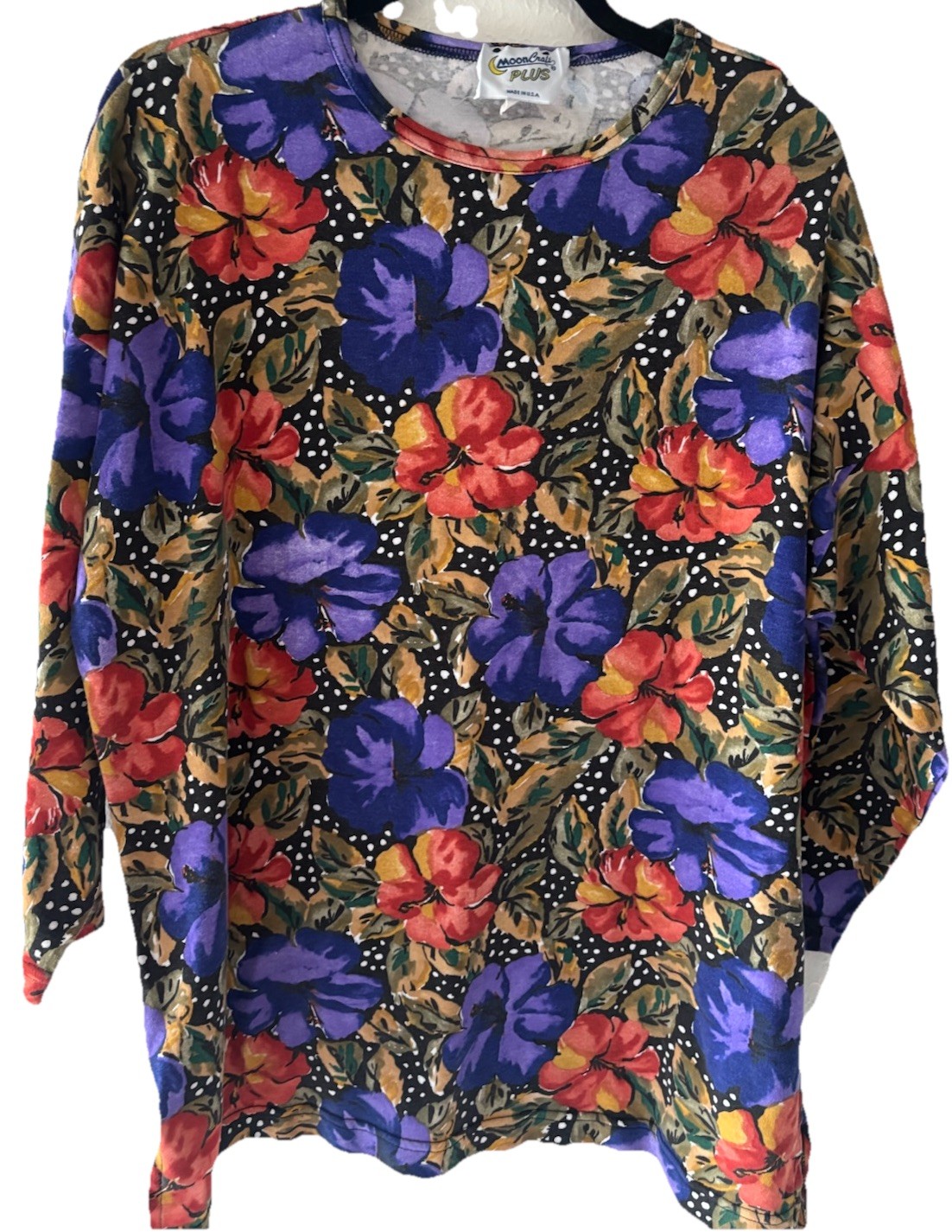 Vintage Moon Craft Women’s Floral print Poka Dot Shirt m/l 14-22