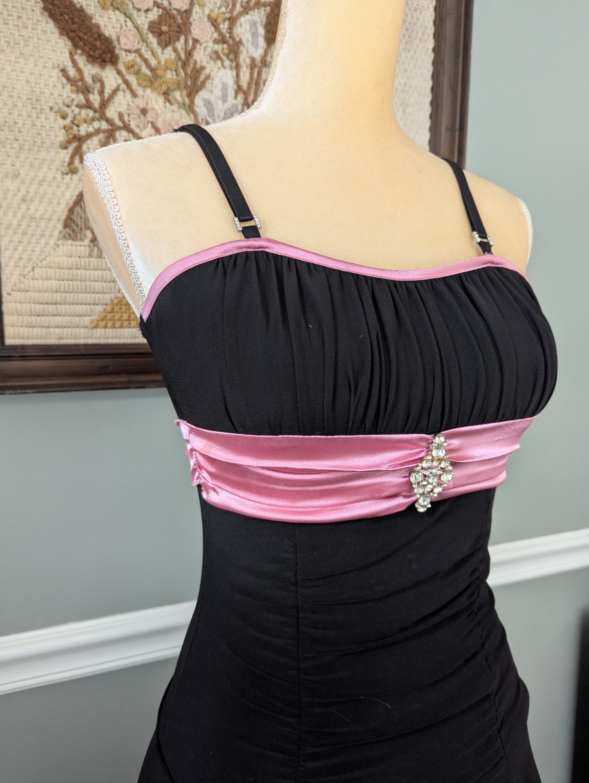 Vtg 90s Taboo Dance Formal Stretch Ruffle Bodycon Ruched Babydoll Mini Dress