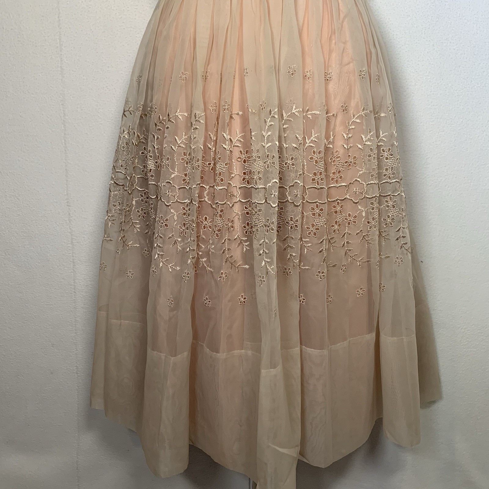 Vintage Union Made 1950’s /60’s Salmon Nylon Party Dress Styled By Joan Barrie