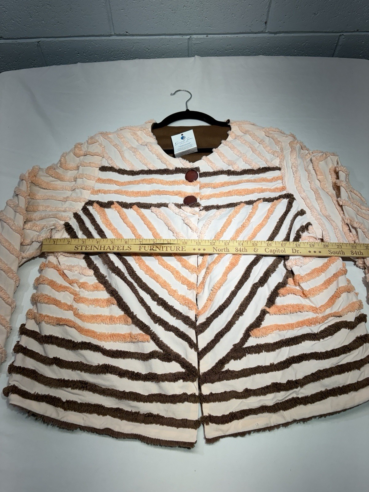 Vintage Chenille Jacket Handmade Striped Boho Cottagecore