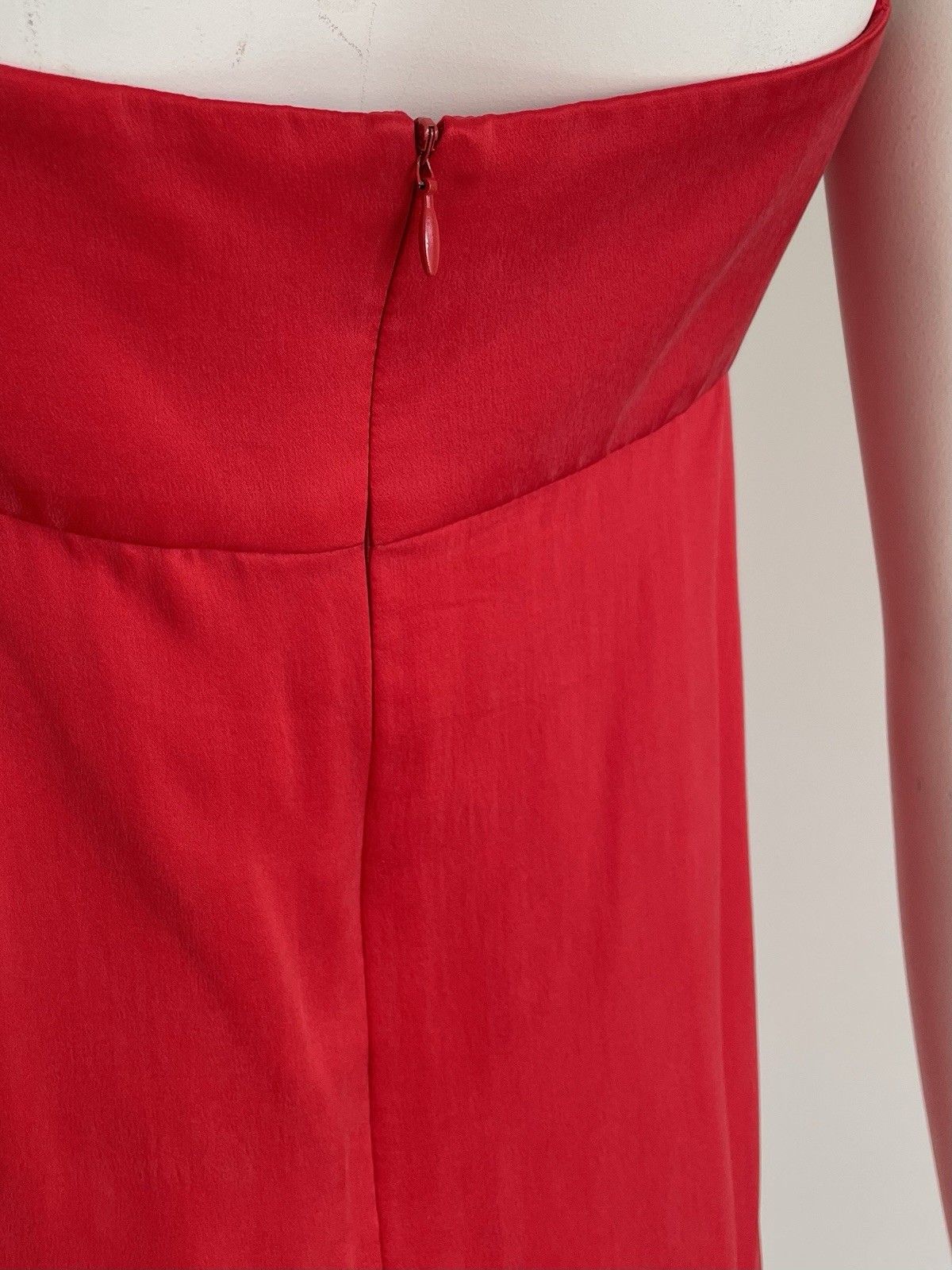 Chloe 1990s Vintage Red Silk Tulip Dress Empire Waist Babydoll Spring Summer