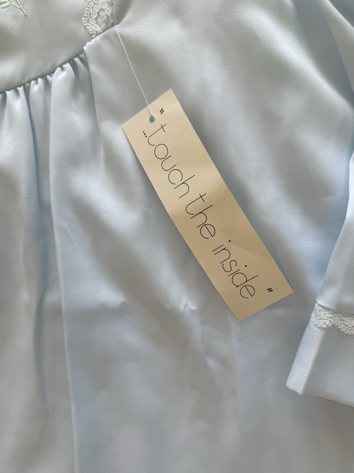 Vintage Miss Elaine XL Granny Long Nightgown Gown Lt Blue Embroidered Lace NWT