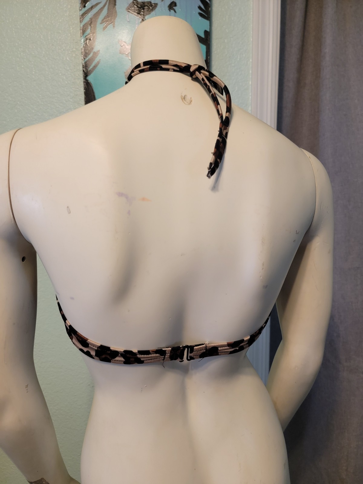 Vtg 80s Bill Blass Leopard Print Bikini Top Sz 8 Made USA Sexy Interchangeable