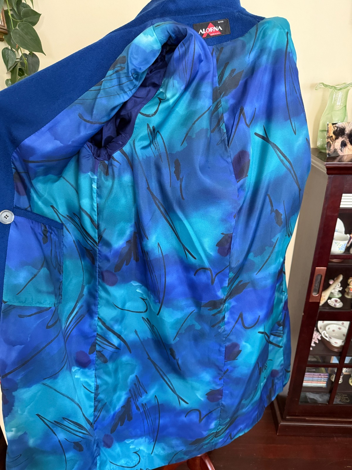 Vintage Alorna by Forstmann Cobalt Blue Wool Coat Petite Gorgeous Lining