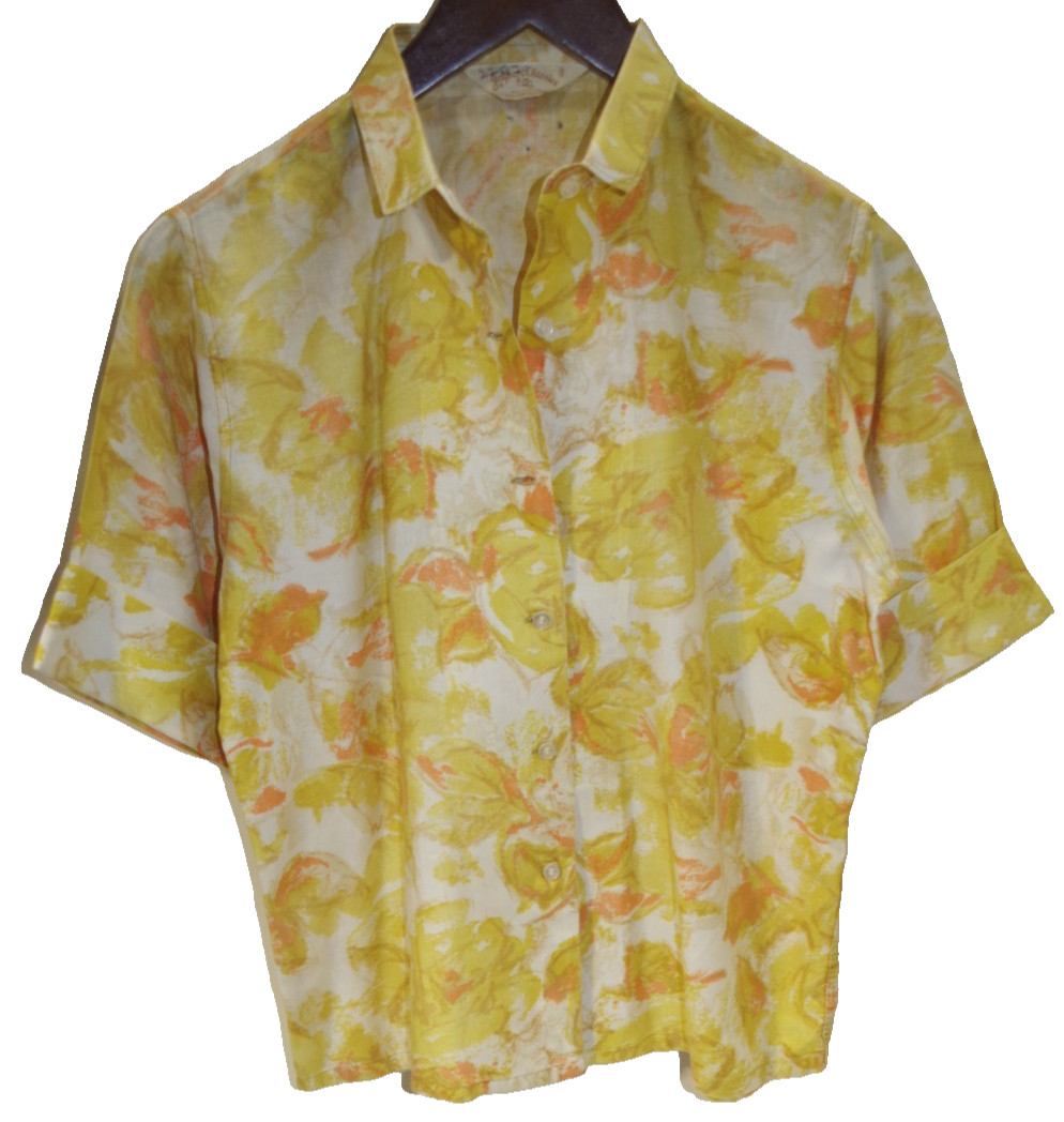 C1 Vintage Jayson Classics 60s Abstract Art Cotton Blouse 15/16 S/S Shirt