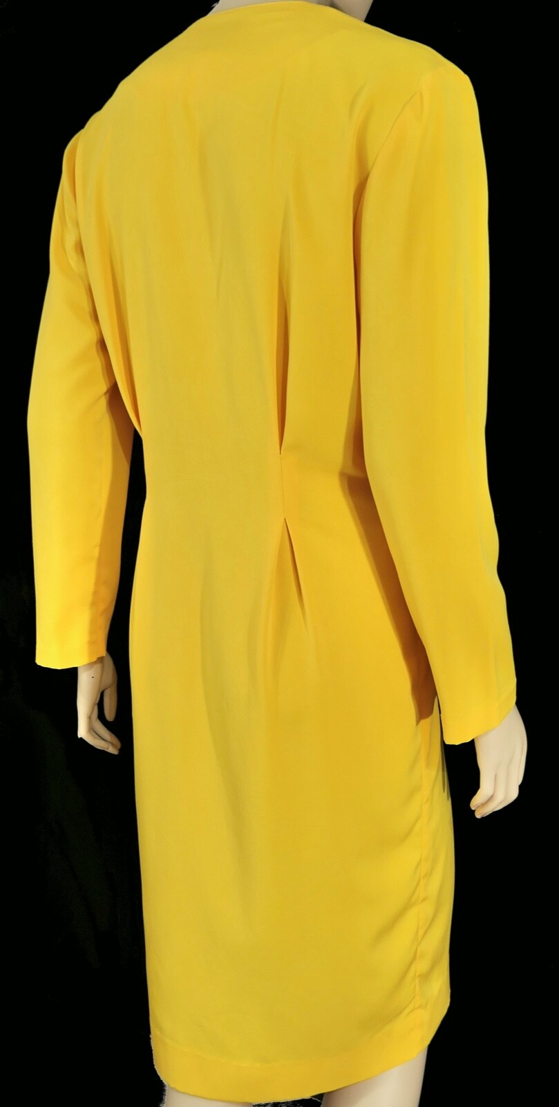 Vintage 70s 80s Caron Chicago Yellow Goldenrod Rich Classy Pencil Dress S