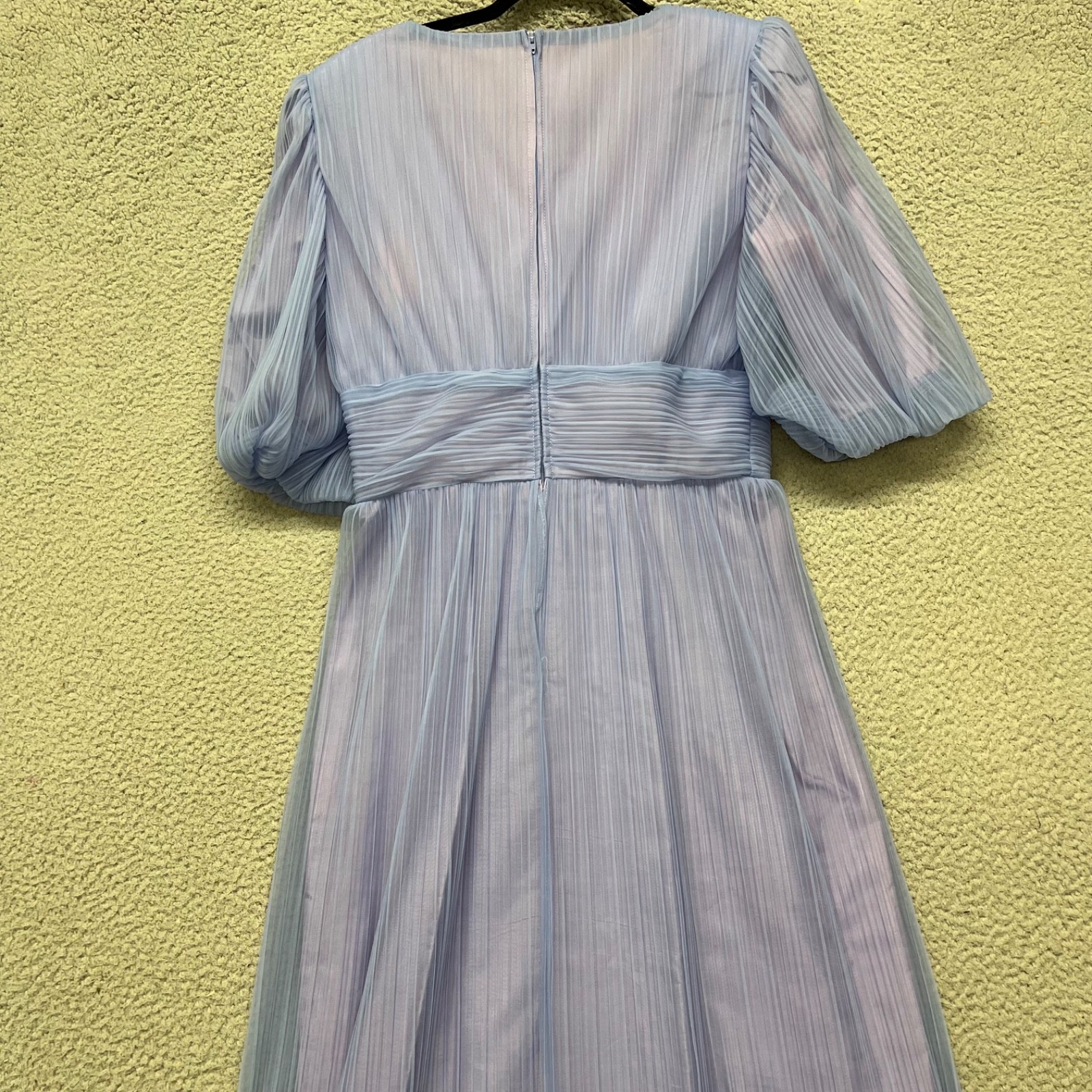 70’s Alicia Dress Womens 14 Purple Chiffon Puff Sleeve Flower Retro Vintage