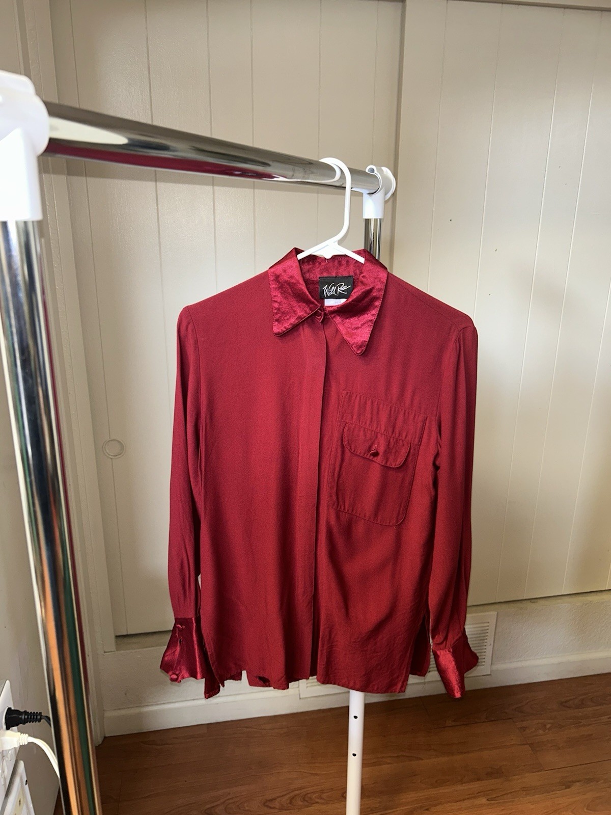 Vintage Wild Rose Blouse Rayon/Acetate Sz. Petite 4