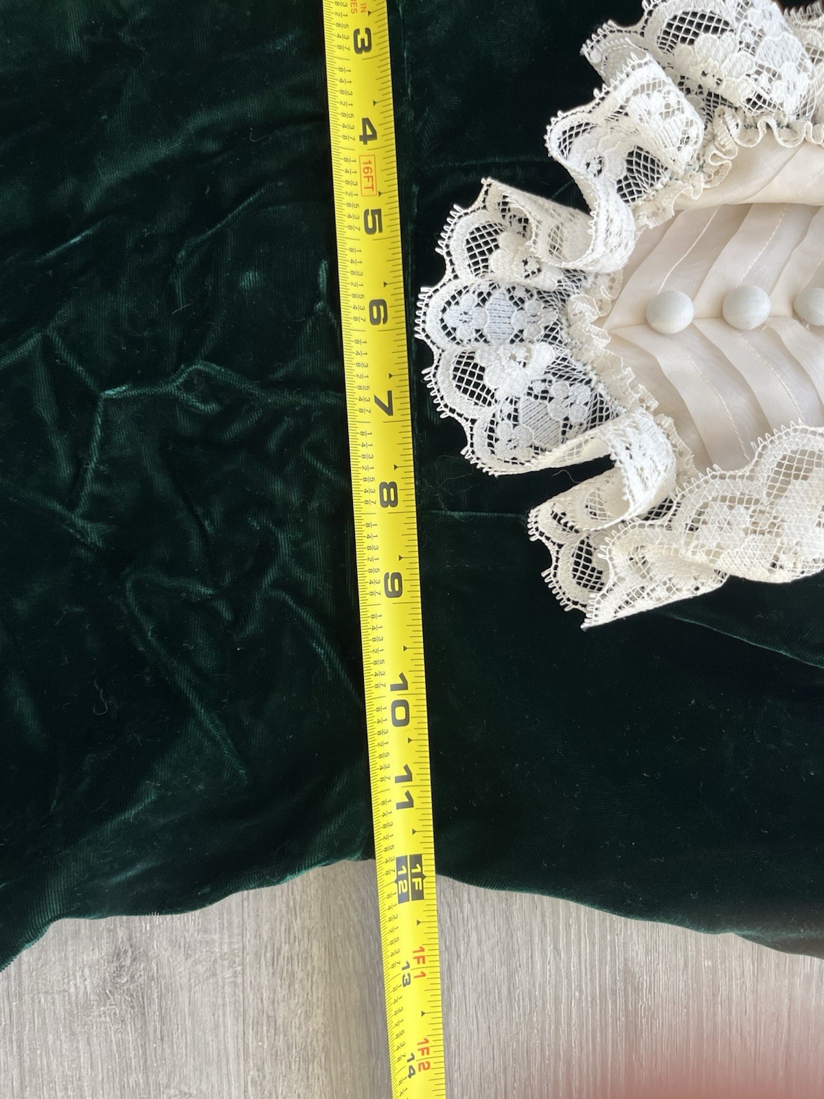 VTG 80s Jessica McClintock Emerald Green Velvet Lace Maxi Dress Sz XXS