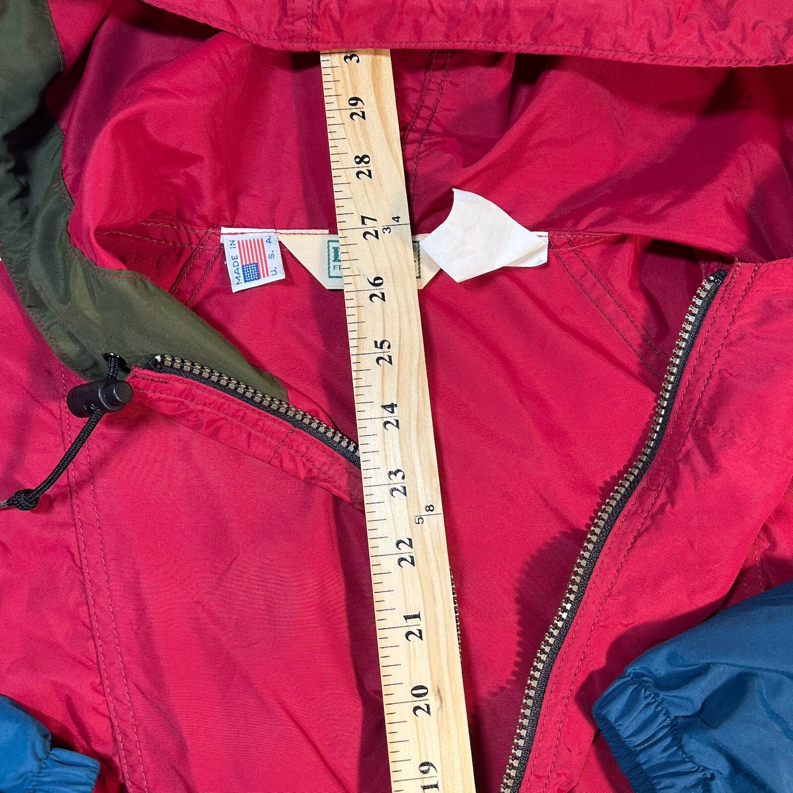 VINTAGE LL Bean 1/4 Zip Windbreaker Adult Ladies Lg Multi Color USA Made Rain