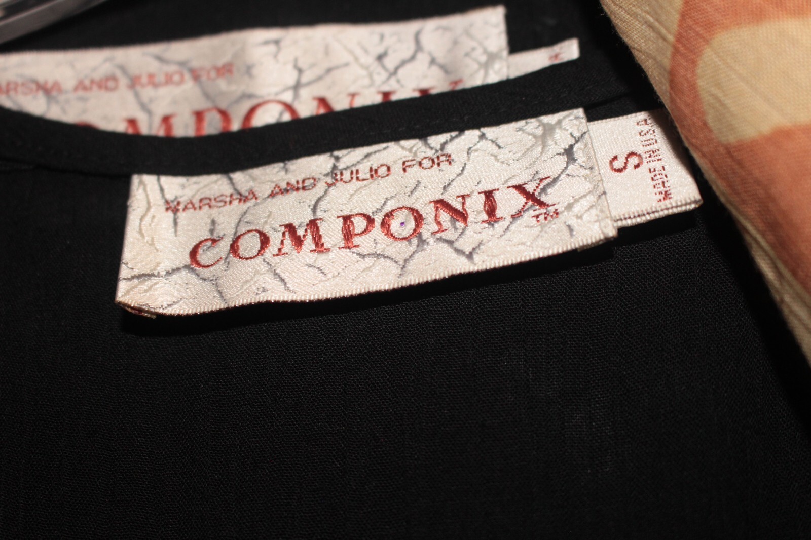 Vintage 1980s Componix Suit Bk/White Open Front Crop Jacket/pants and blouse