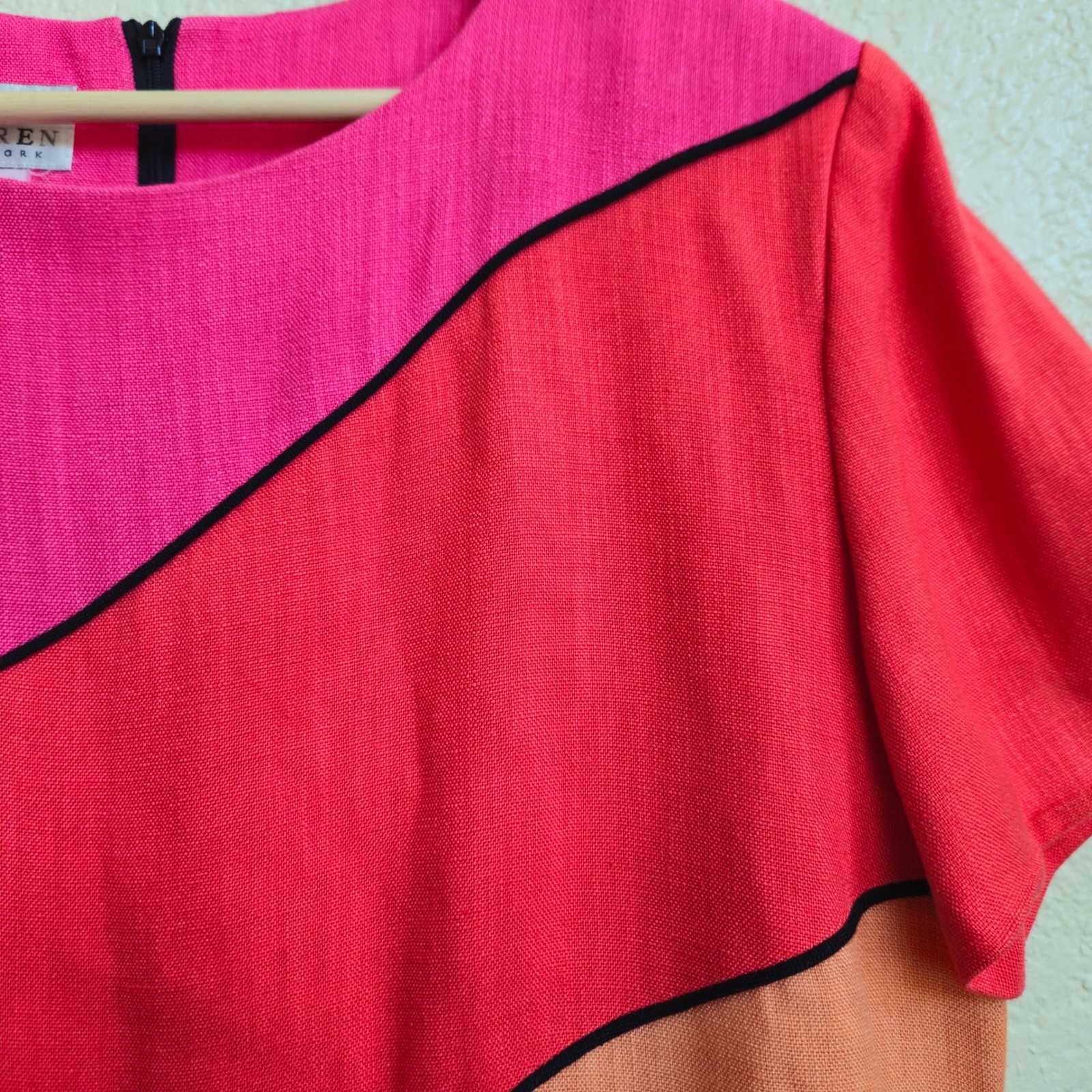 Vintage David Warren New York Colorblock Shift Dress Size 10 Office Career Retro