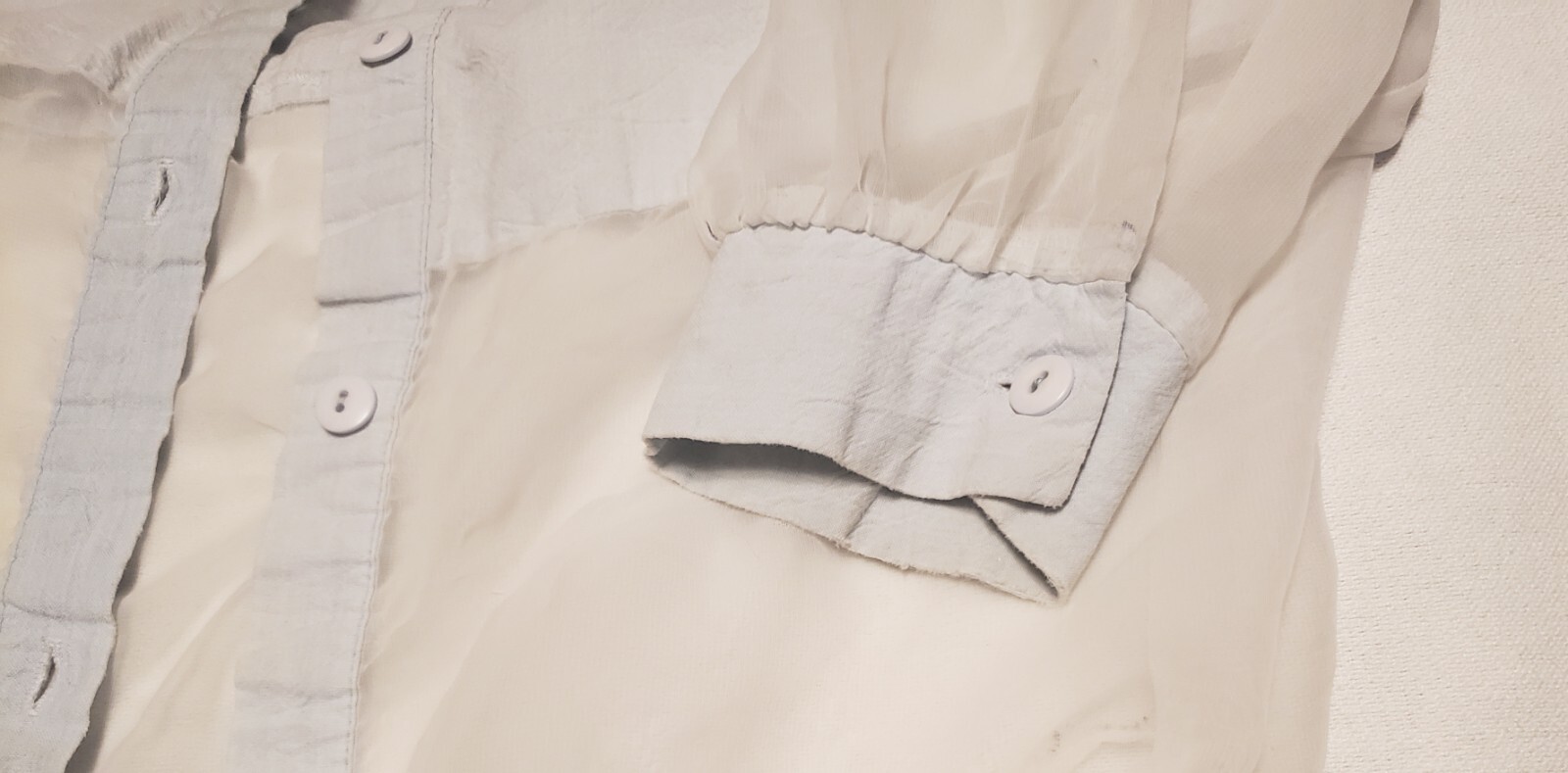 1990s Expose Button-down Shirt XL Light Blue Soft Denim / White Sheer