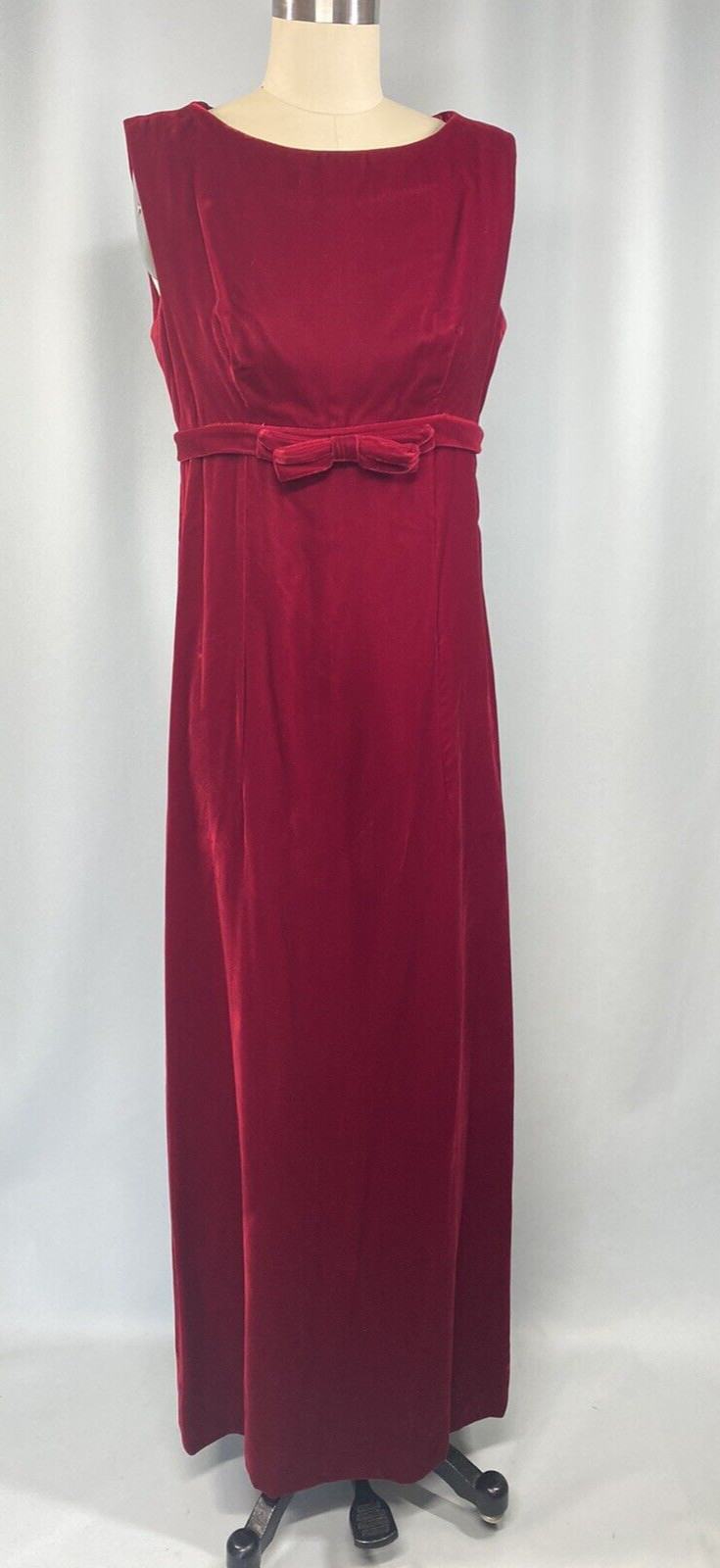 Vintage Dress SIZE SMALL red velvet long maxi heart valentines 60s 70s sheath
