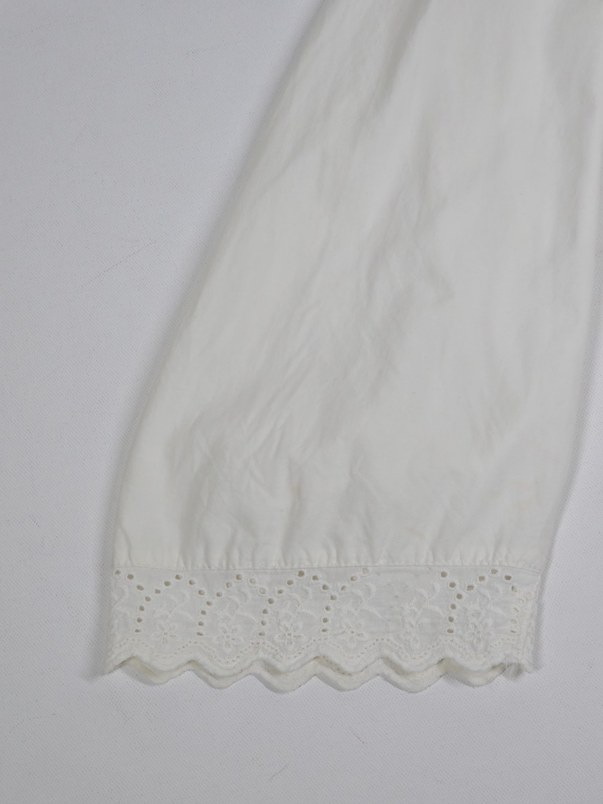 Powell Craft Nightdress Vtg Victorian Ivory Eyelet Lace Bib Trim 100% Cotton OS