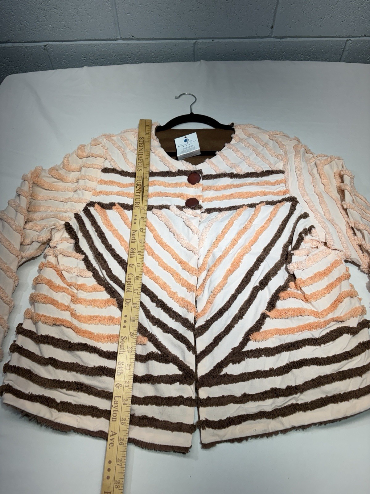 Vintage Chenille Jacket Handmade Striped Boho Cottagecore