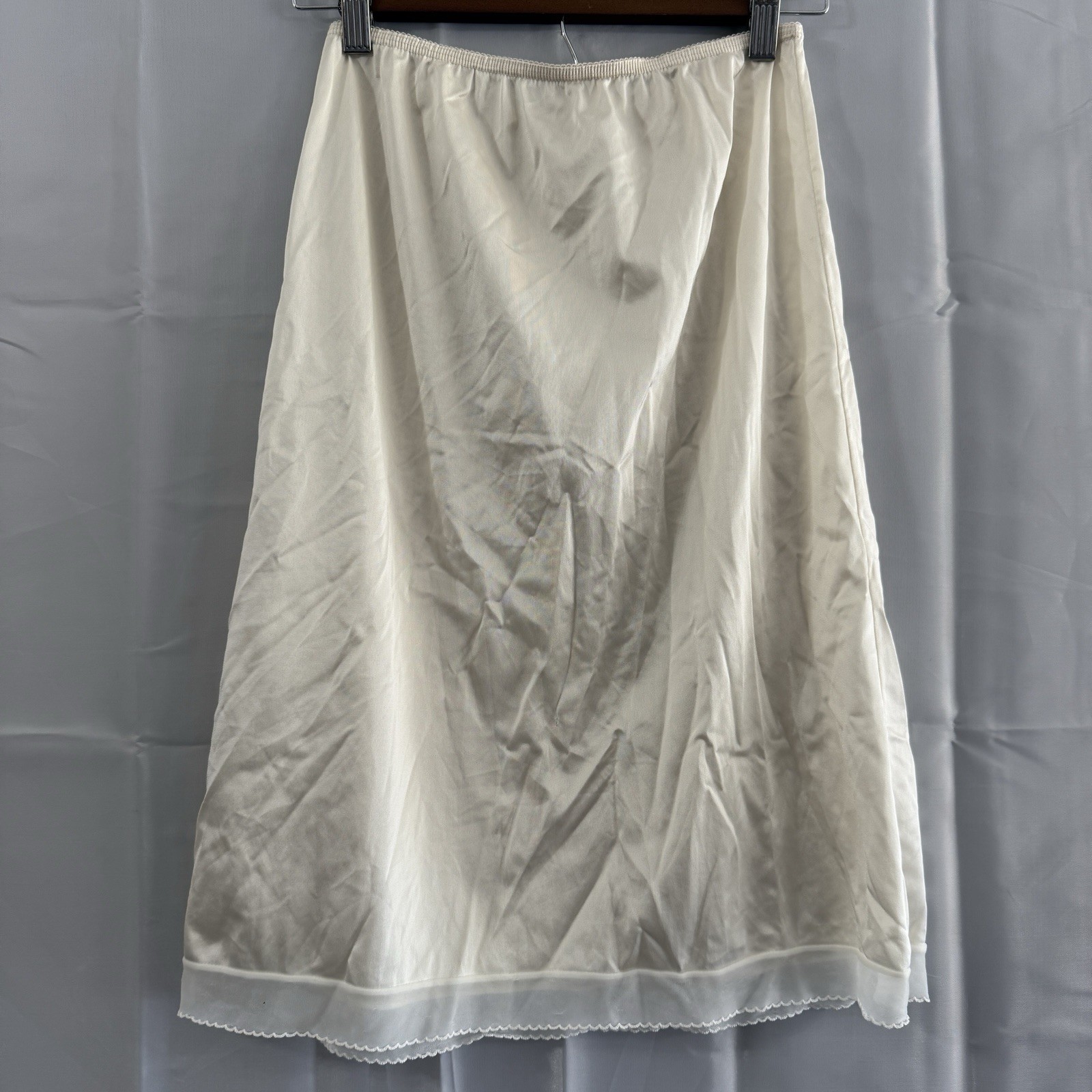 Vintage Sliperfection L 30/32 Nylon Half Slip Skirt Elastic White Cottagecore