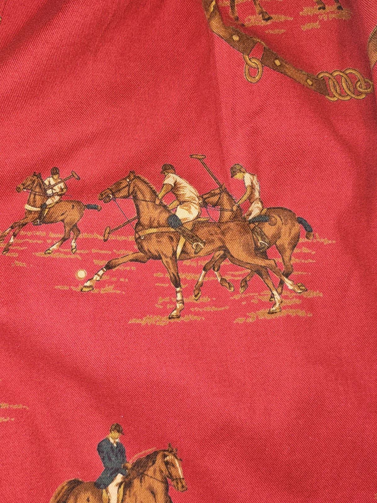 Vintage 80s 90s Ralph Lauren Western Pleated Skirt 100% Cotton Equestrian Scene