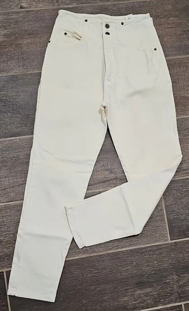 Vintage “LEI Riding Wear”, size 11, women’s white jeans, 27×30.5 high waisted