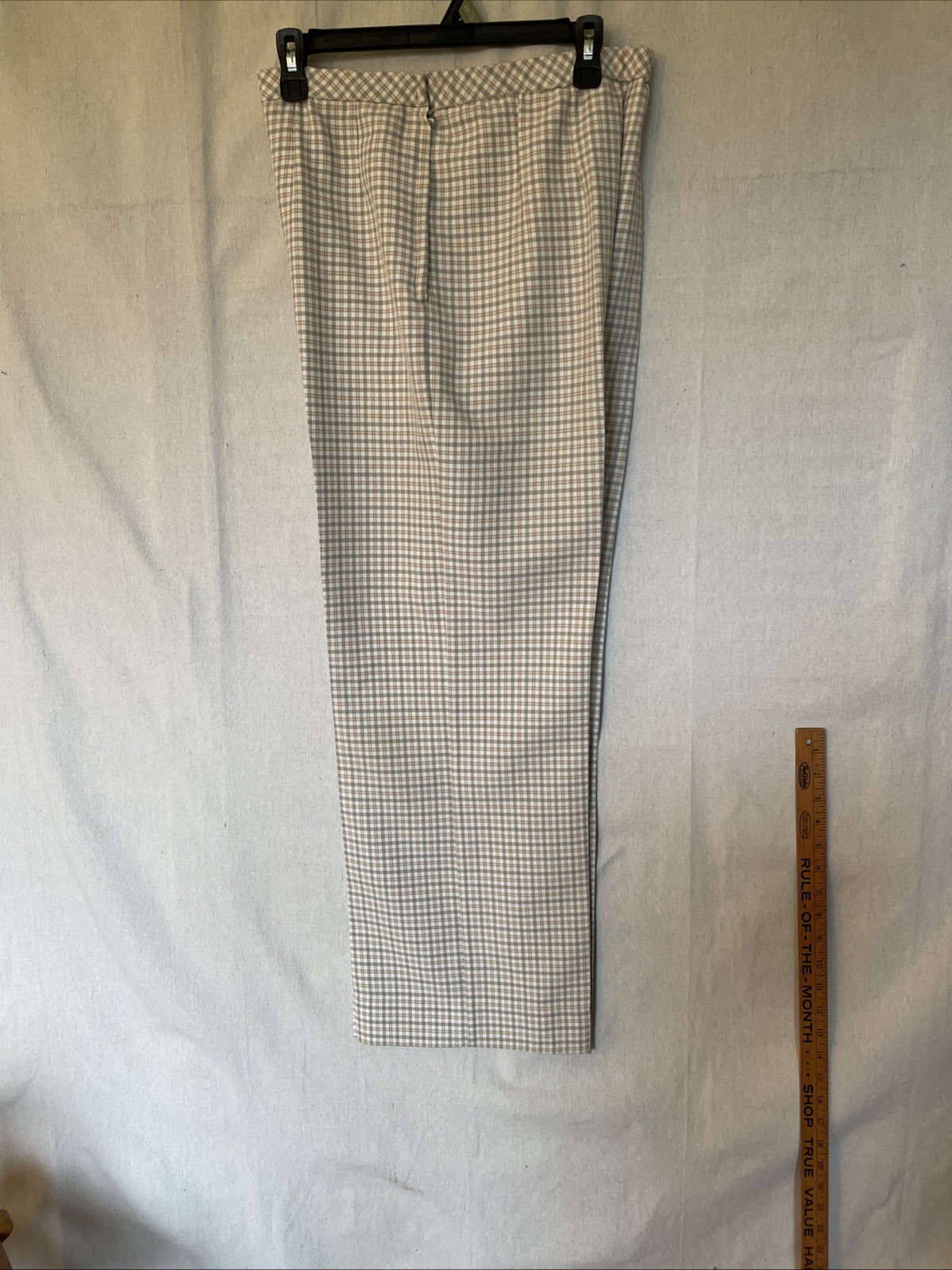Brownstone Studio Vintage Pantsuit 1970’s Poly Double Knit Neutral Plaid Cool!